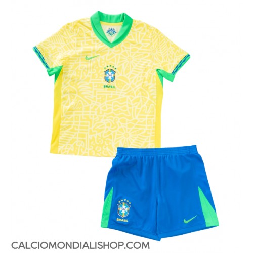 Maglie da calcio Brasile Prima Maglia Bambino Copa America 2024 Manica Corta (+ Pantaloni corti)